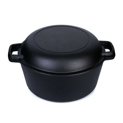 caçarola 2 do ferro fundido 4.8L em 1 forno holandês do ferro fundido com tampa do frigideira
