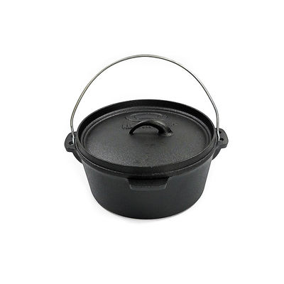 O forno de acampamento do ferro de Matt Black Pre Seasoned Cast 2 quartos fácil mantém