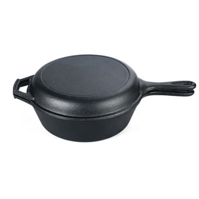 frigideira Pan Casserole 2 do ferro fundido 3.2Quart em 1 para acampar e cozinhar exterior
