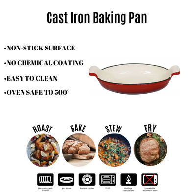 Ferro fundido durável que frita Pan Enameled Cast Iron Pan BSCI ISO9006