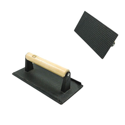 imprensa retangular do bife do ferro fundido de 21X11X1.2cm com punho de madeira