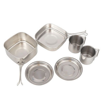 O cozimento de acampamento de H6.8CM ajustou o Cookware de acampamento de aço inoxidável 6pcs/Set de D14.7CM