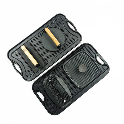 Acampamento liso do ASSADO de Pan For da chapa para assar ferro fundido de Matt Black 17X9.8 do”