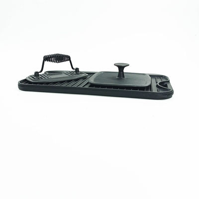 Acampamento liso do ASSADO de Pan For da chapa para assar ferro fundido de Matt Black 17X9.8 do”