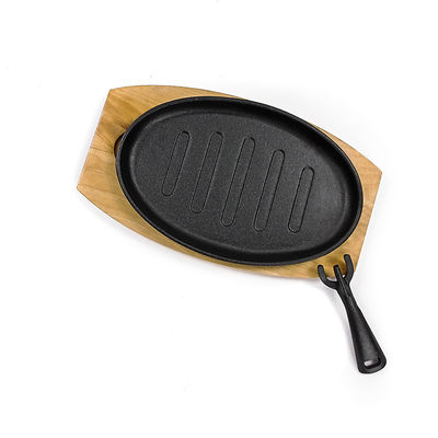Não o ferro fundido da vara chia a placa oval do bife do ferro fundido da bandeja