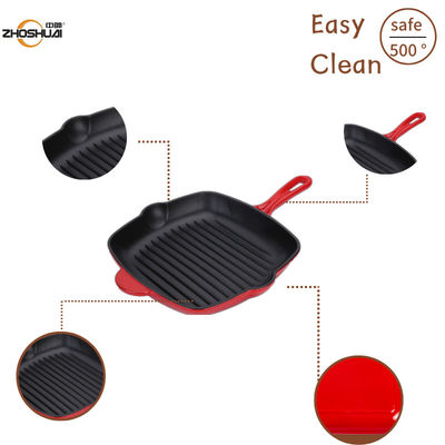 9 polegadas Duracast esmaltaram a grade Pan With Long Handle do ferro fundido