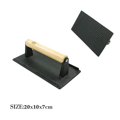imprensa retangular do bife do ferro fundido de 21X11X1.2cm com punho de madeira