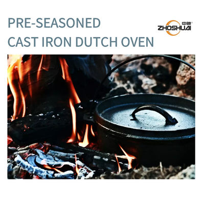 31X14” ferro fundido Oven Pre Seasoned Matt Black holandês dobro com pés