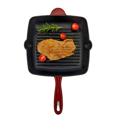 9 polegadas Duracast esmaltaram a grade Pan With Long Handle do ferro fundido