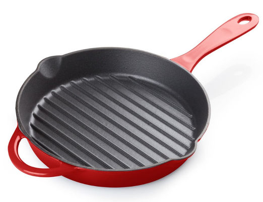 parte inferior temperado de Pan Healthy Cooking With Ridge do frigideira do ferro fundido de 26cm
