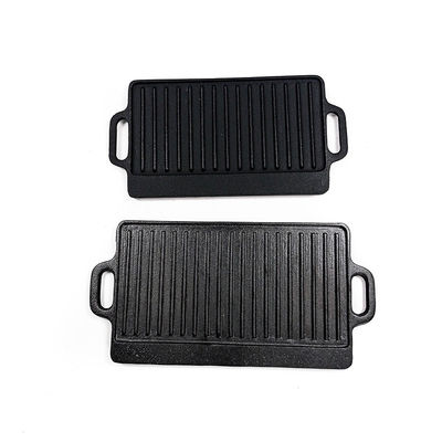 Chapa para assar retangular do ferro fundido de dois punhos com cumes 18x9.4x0.6inch