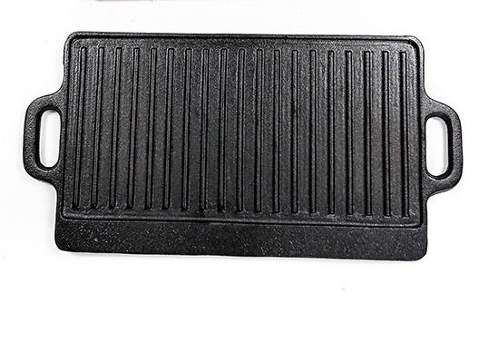 Chapa para assar retangular do ferro fundido de dois punhos com cumes 18x9.4x0.6inch