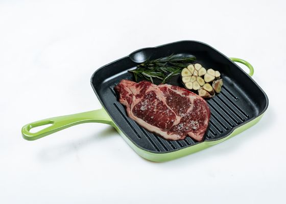 Frigideira profunda esmaltada verde de Pan Non Stick Cast Iron do frigideira do ferro fundido