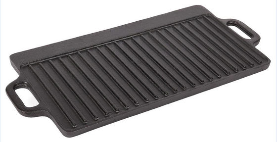 Chapa para assar retangular do ferro fundido de dois punhos com cumes 18x9.4x0.6inch