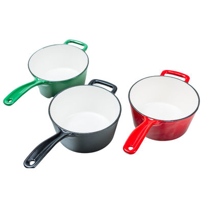potenciômetro esmaltado vermelho da caçarola do molde do ferro de 16cm com punho longo