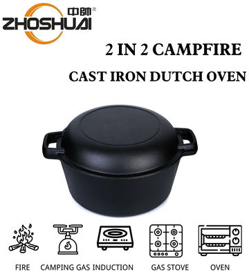 forno holandês 2 do ferro fundido da caçarola 4.8L do ferro fundido de 26cm em 1 punho fácil