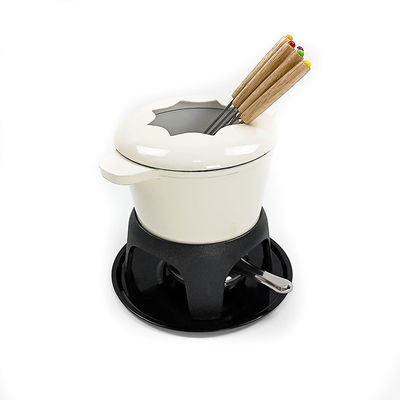 A vara do potenciômetro do fondue do ferro fundido do queijo do OEM não esmalta horizontalmente inferior