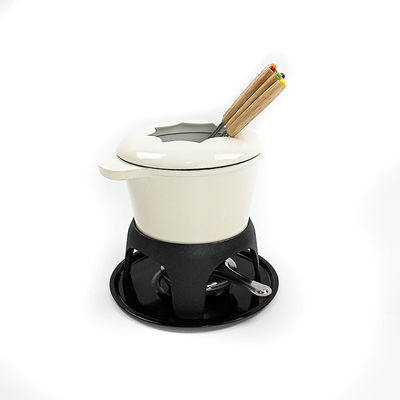 A vara do potenciômetro do fondue do ferro fundido do queijo do OEM não esmalta horizontalmente inferior