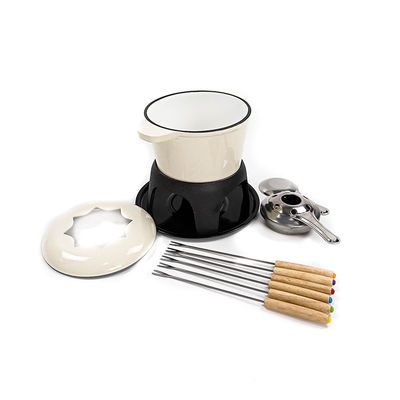 A vara do potenciômetro do fondue do ferro fundido do queijo do OEM não esmalta horizontalmente inferior