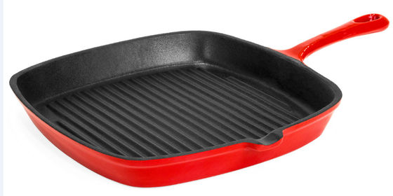 Frigideira profunda esmaltada verde de Pan Non Stick Cast Iron do frigideira do ferro fundido