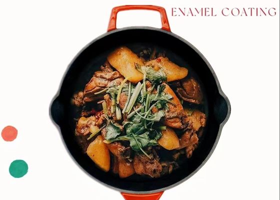 Não o frigideira esmaltado vara do ferro fundido frita Pan With Handles