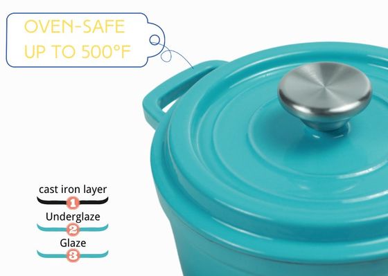 Potenciômetro holandês da caçarola de Oven Two Handles Cast Iron do ferro fundido da Não-vara 2.4L