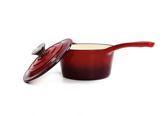 potenciômetro esmaltado vermelho da caçarola do molde do ferro de 16cm com punho longo