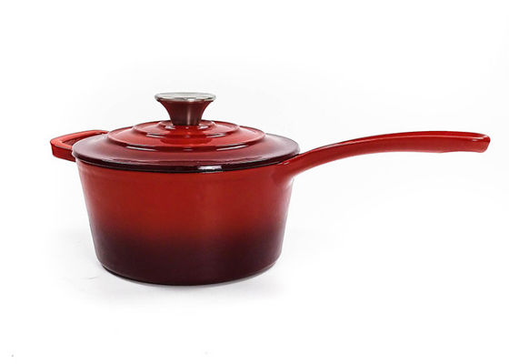 potenciômetro esmaltado vermelho da caçarola do molde do ferro de 16cm com punho longo