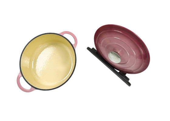 Esmalte roxo caçarola revestida do ferro fundido com tampa nenhum tempero