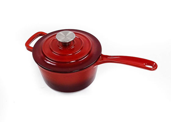 Esmalte amigável da caçarola do ferro fundido de Eco 19cm revestido com a tampa