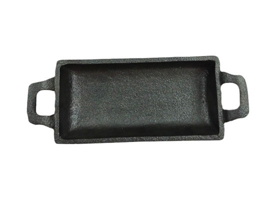 Bandeja de fritura retangular dobro da frigideira 15.3*7.7cm do ferro fundido do punho