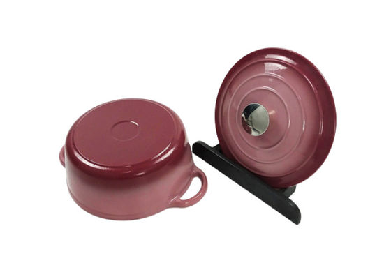 Esmalte roxo caçarola revestida do ferro fundido com tampa nenhum tempero