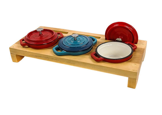 O forno de acampamento 3pcs do ferro fundido do revestimento esmaltado ajustam-se para o fogo de acampamento