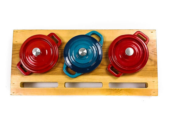 O forno de acampamento 3pcs do ferro fundido do revestimento esmaltado ajustam-se para o fogo de acampamento