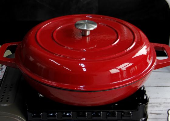 Potenciômetro seguro esmaltado 29/31cm da sopa do ferro fundido da caçarola do ferro fundido