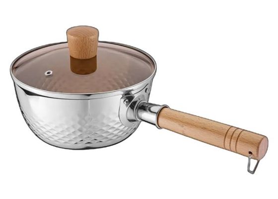 o Cookware de aço inoxidável de 20/22cm ajusta a caçarola 304 de aço inoxidável com tampa de vidro