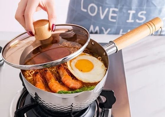 o Cookware de aço inoxidável de 20/22cm ajusta a caçarola 304 de aço inoxidável com tampa de vidro