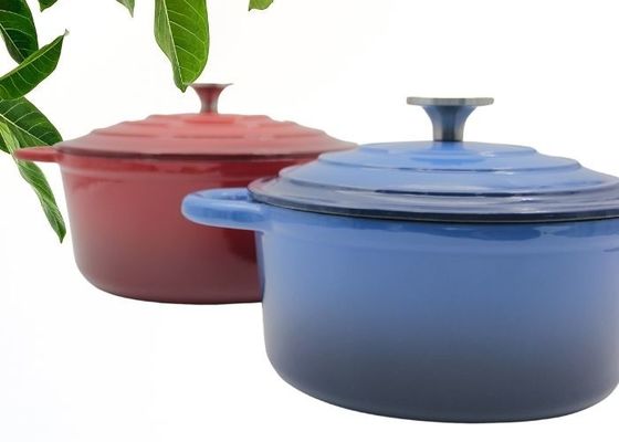 Esmalte roxo caçarola revestida do ferro fundido com tampa nenhum tempero