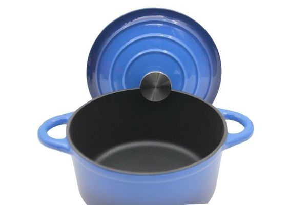 Prato azul da caçarola do esmalte com a tampa para todo o fogão 3.8/5/5.3kg