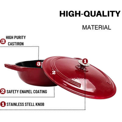 Parte superior oval de Oven Dish For All Glass do esmalte de Matt Red Cast Iron Casserole