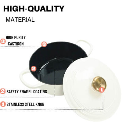Forno holandês livre da caçarola 21/22cm do ferro fundido da oxidação para 2-4 pessoas