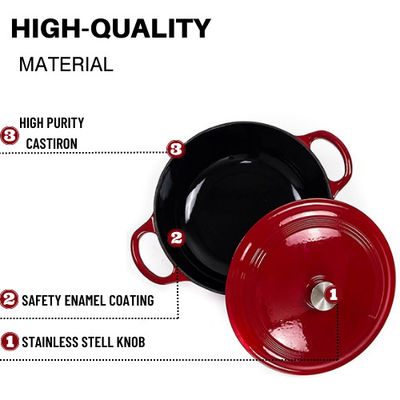 Forno holandês ISO9001 do ferro fundido vermelho do ODM 21.3*10cm do OEM habilitado