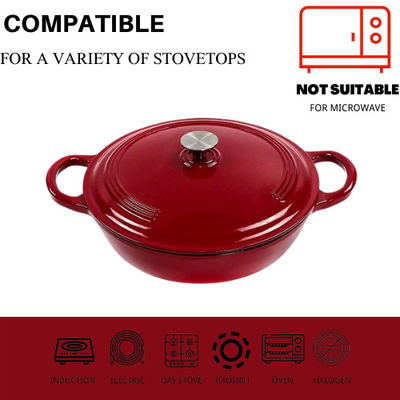 Parte superior oval de Oven Dish For All Glass do esmalte de Matt Red Cast Iron Casserole