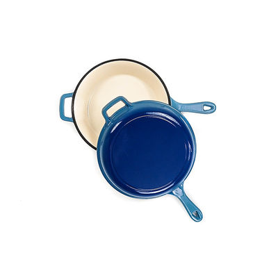 2 em 1 frigideira Pan Enamel Coated do ferro fundido caçarola do frigideira do ferro fundido de 3,2 quartos