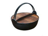 18/20/27 de tampa holandesa de Oven Pre Seasoned With Wooden do ferro fundido do cm