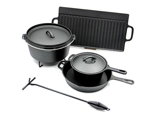 Não vara que acampa cozinhando ferro fundido ajustado que frita certificados de Pan Set SGE/LFGB/FAD