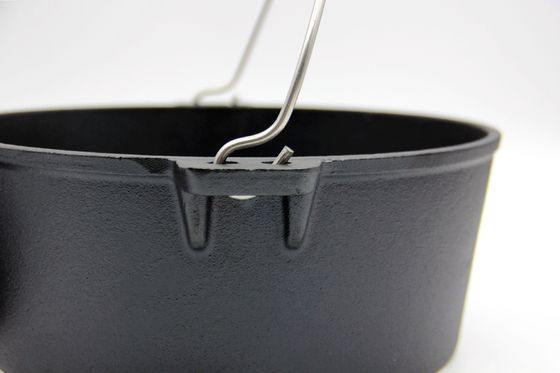 Fogo de campo de ferro fundido de 6 kg pré-sazão Forno holandês com tampa - pote de ferro fundido redondo de 5,5 litros para cozinhar ao ar livre, estufas e fornos