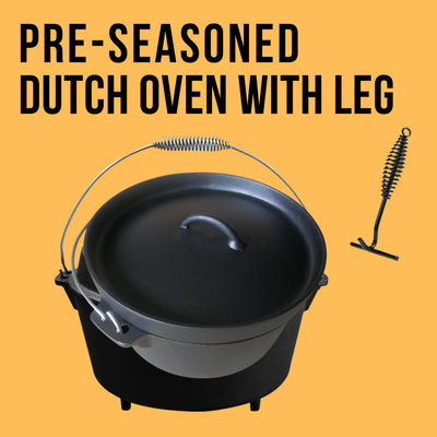31X14” ferro fundido Oven Pre Seasoned Matt Black holandês dobro com pés