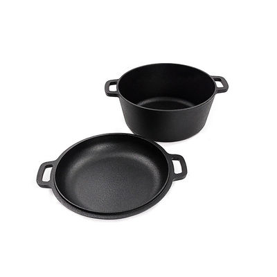 forno holandês 2 do ferro fundido da caçarola 4.8L do ferro fundido de 26cm em 1 punho fácil