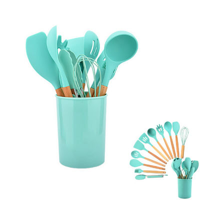 Colher da espátula do silicone dos dispositivos da cozinha com não superfície da vara